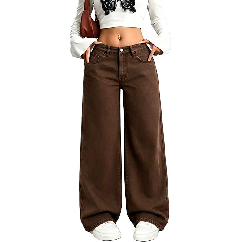 Relaxed Straight Wide Leg Jeans