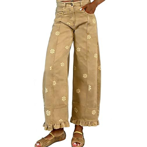 Floral Embroidered Wide Leg Pants