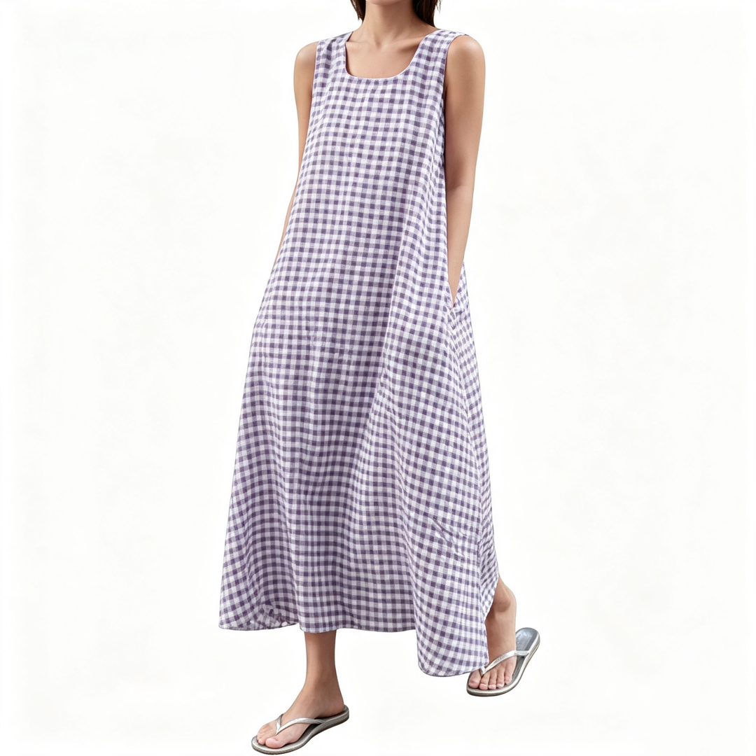 Relaxed Gingham Pocket Dress