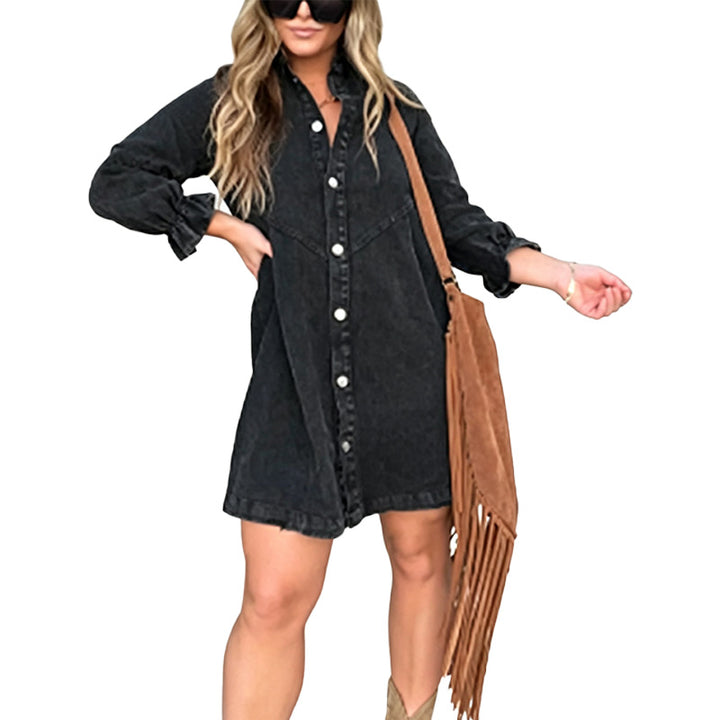 Button Front Denim Shirt Dress