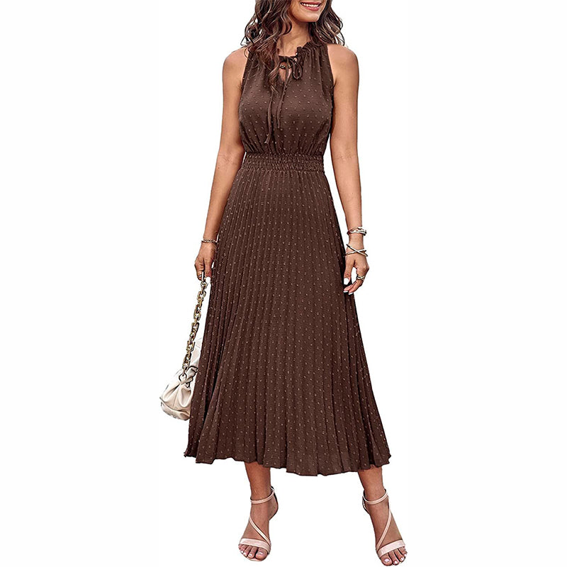 Pleated Long Sleeve Midi Dress