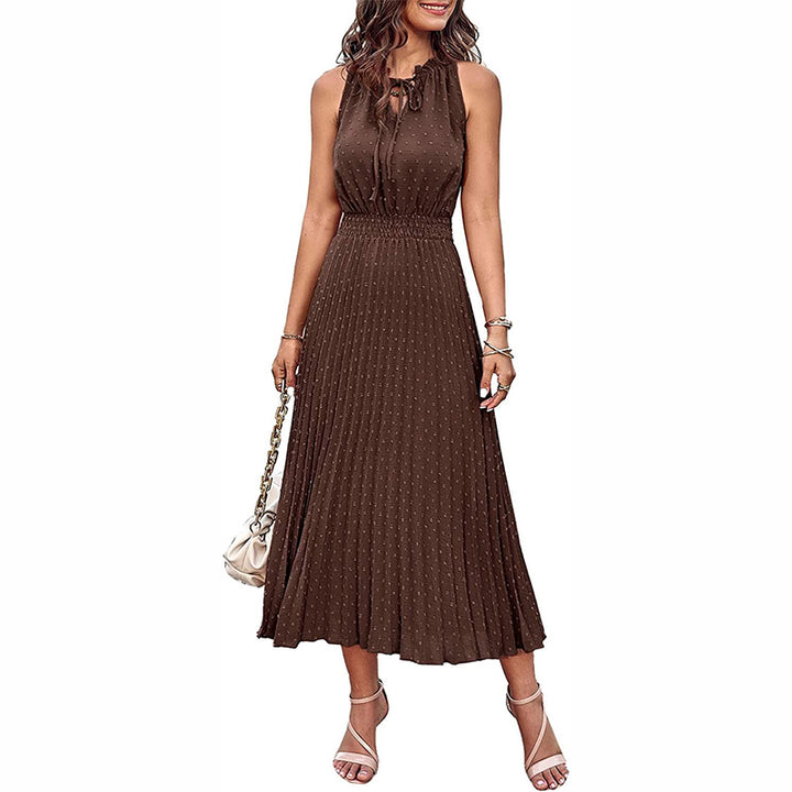 Pleated Long Sleeve Midi Dress
