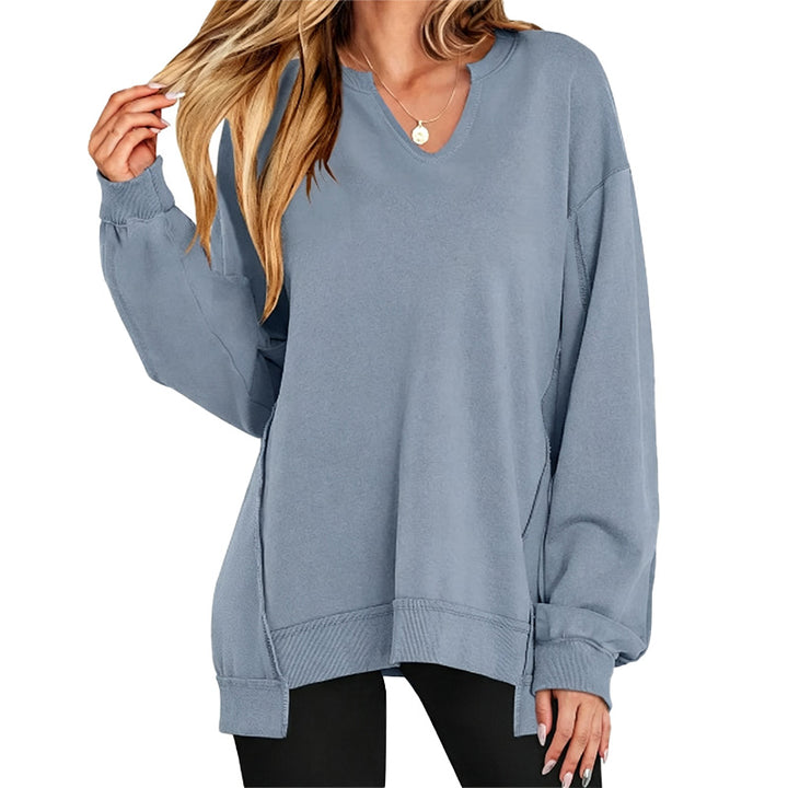 Relaxed V Neck Oversized Sweatshirt