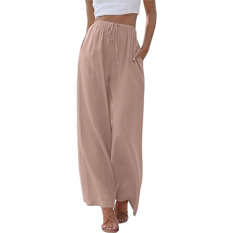 Linen Blend Wide Leg Pants