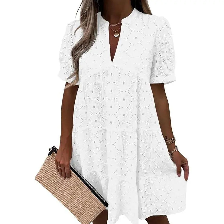 Eyelet Lace Mini Dress
