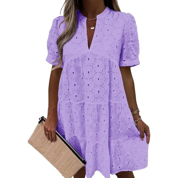 Eyelet Lace Mini Dress