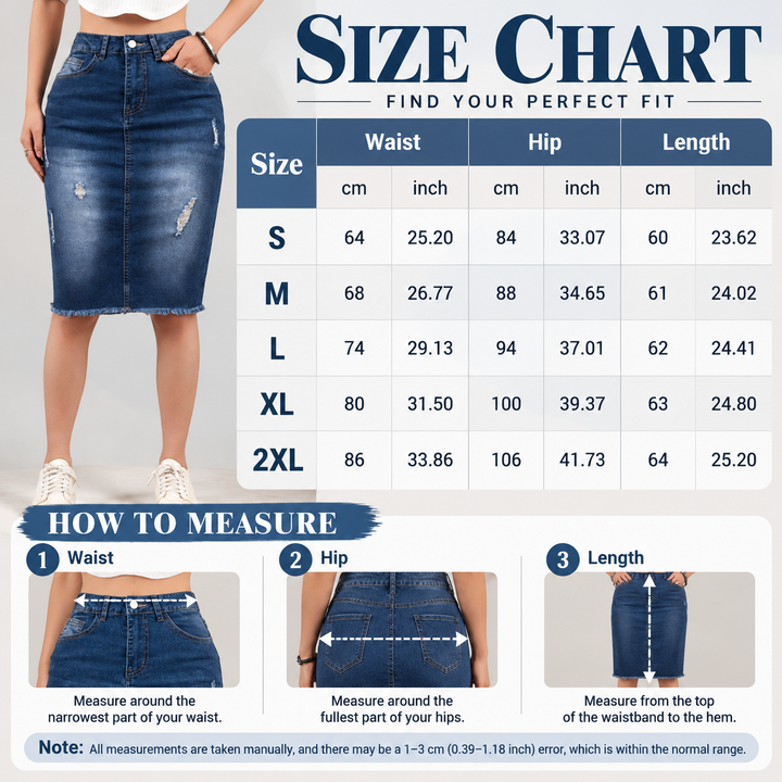 Slim-Fit Distressed Denim Skirt