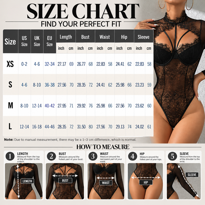 Lace Mesh Long Sleeve Bodysuit