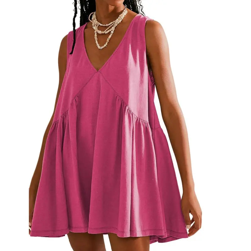V Neck Flow Mini Dress