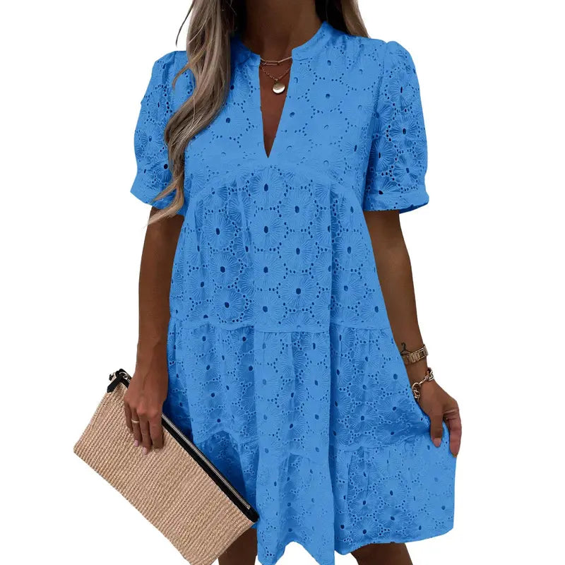 Eyelet Lace Mini Dress