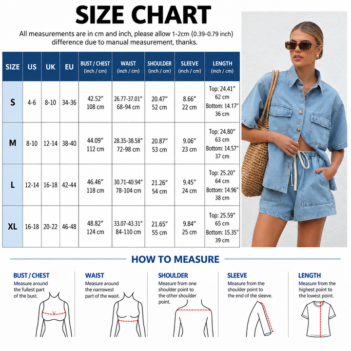 Relaxed Denim Shirt & Shorts Set