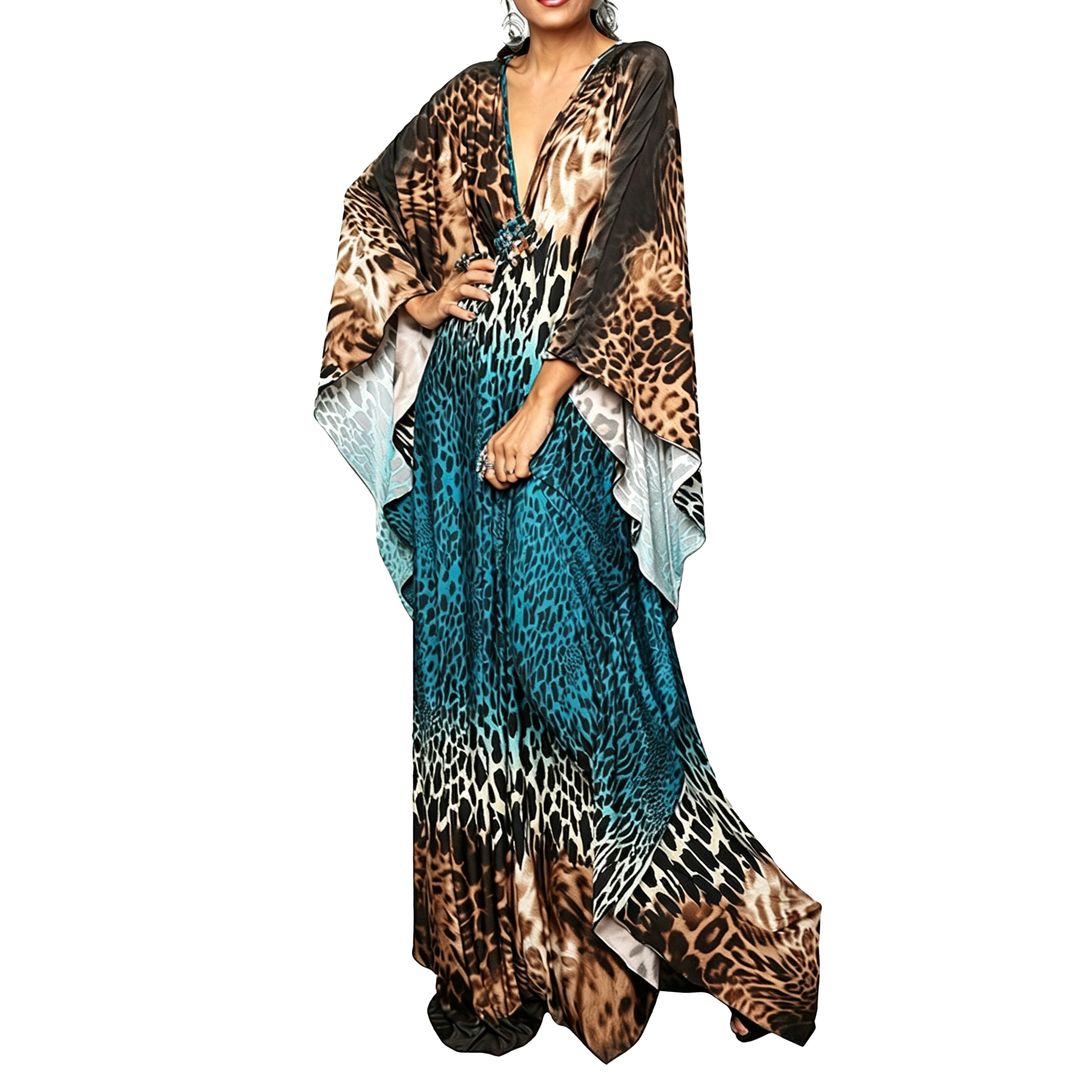 Leopard Print Kaftan Maxi Dress