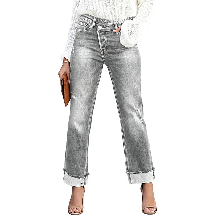 Cuffed Straight Leg Jeans