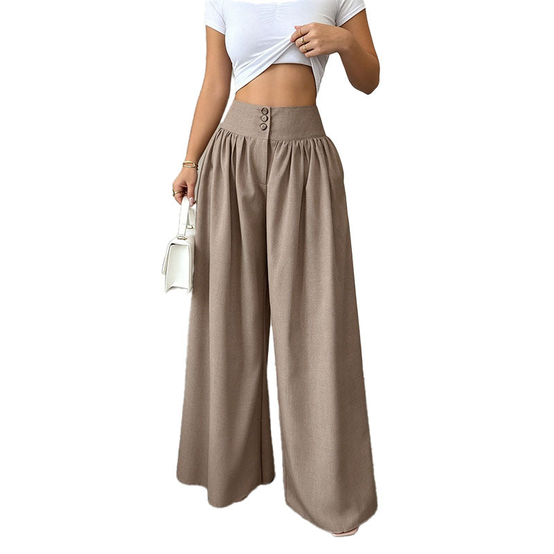 High Waist Pleated Wide Leg Pants