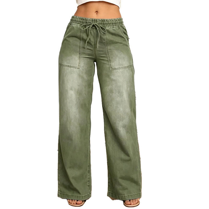 Relaxed Drawstring Wide Leg Pants