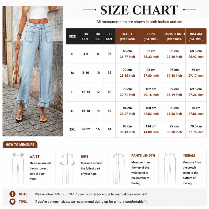 Ruffle Hem Wide Leg Jeans