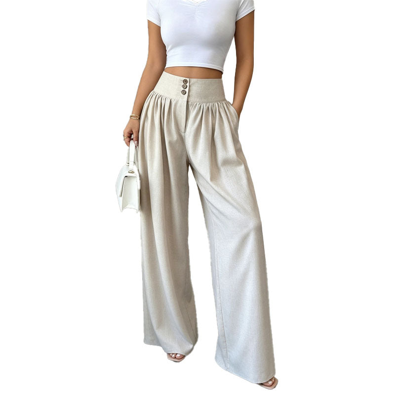 High Waist Pleated Wide Leg Pants