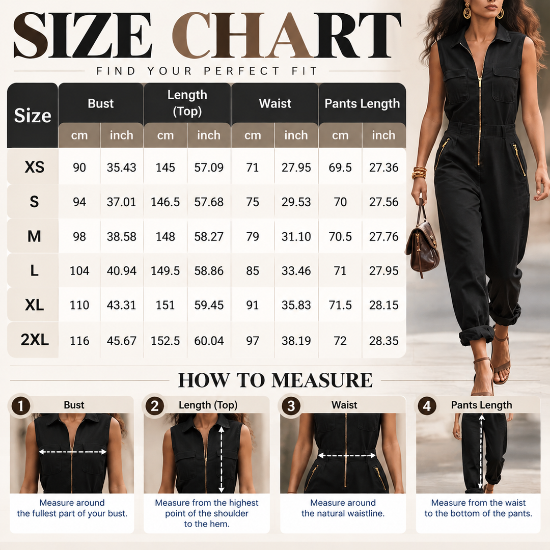Sleeveless Utility Zip Jumpsuit