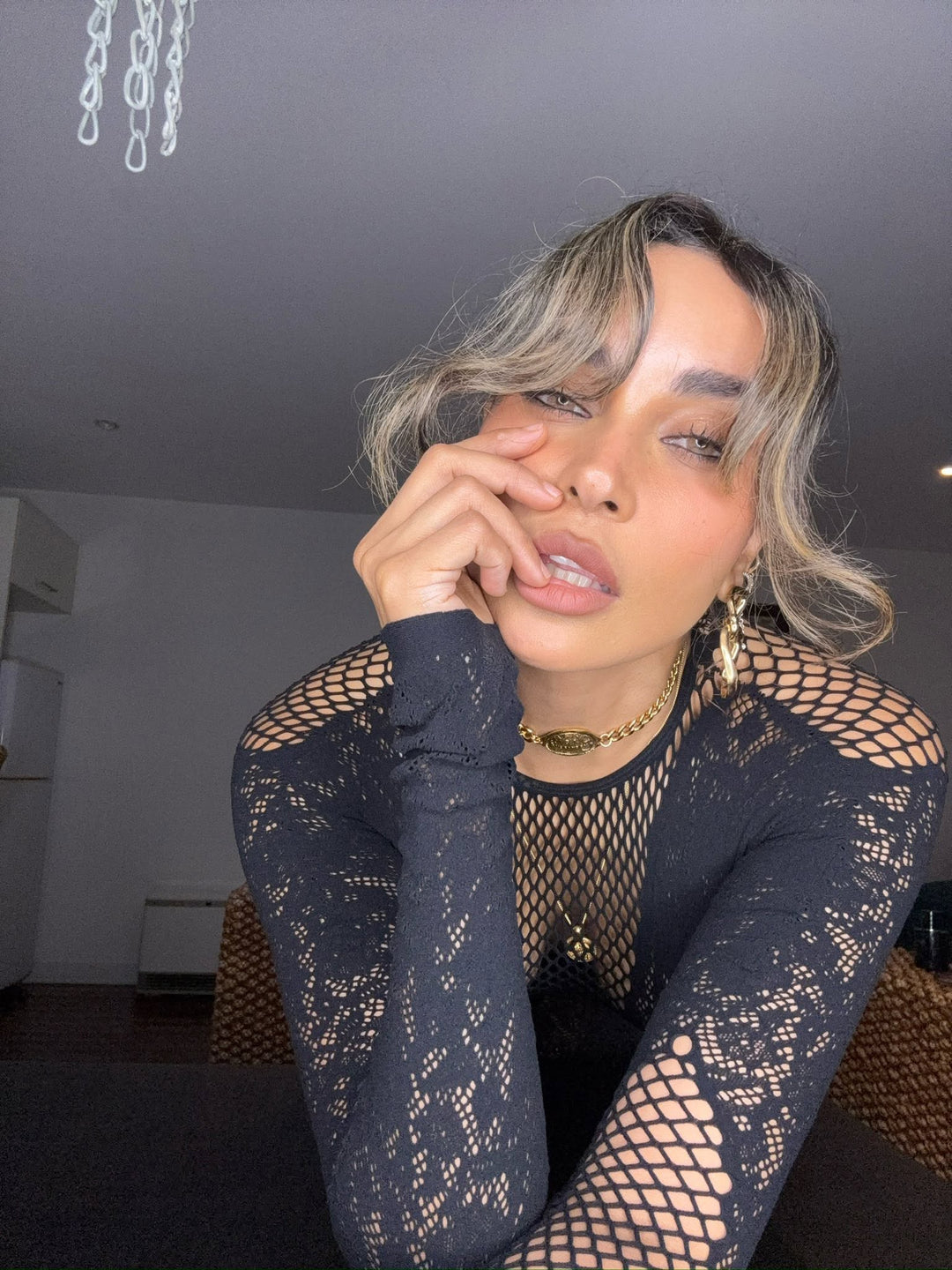 Women’s Sheer Mesh Long Sleeve Bodysuit