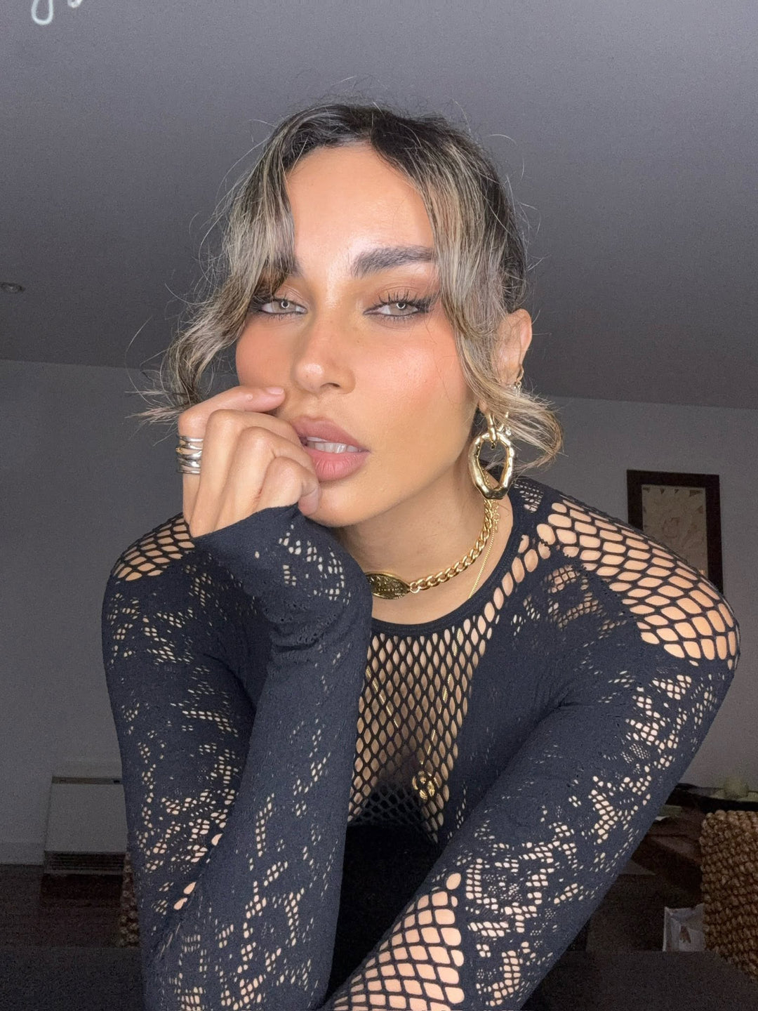 Women’s Sheer Mesh Long Sleeve Bodysuit