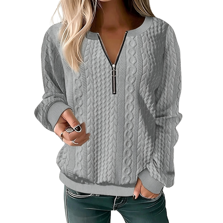 Cable Knit Zip Pullover