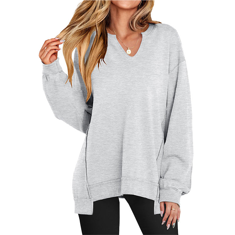 Relaxed V Neck Oversized Sweatshirt