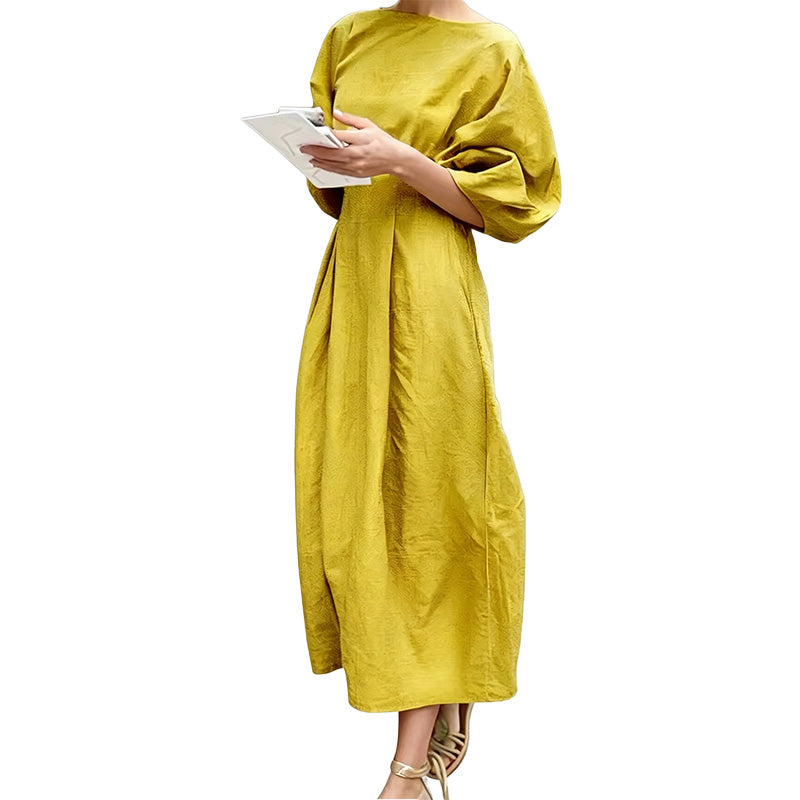 Relaxed Balloon Sleeve Midi Dress