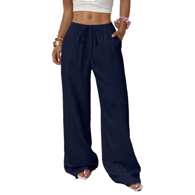 Relaxed Drawstring Wide Leg Pants