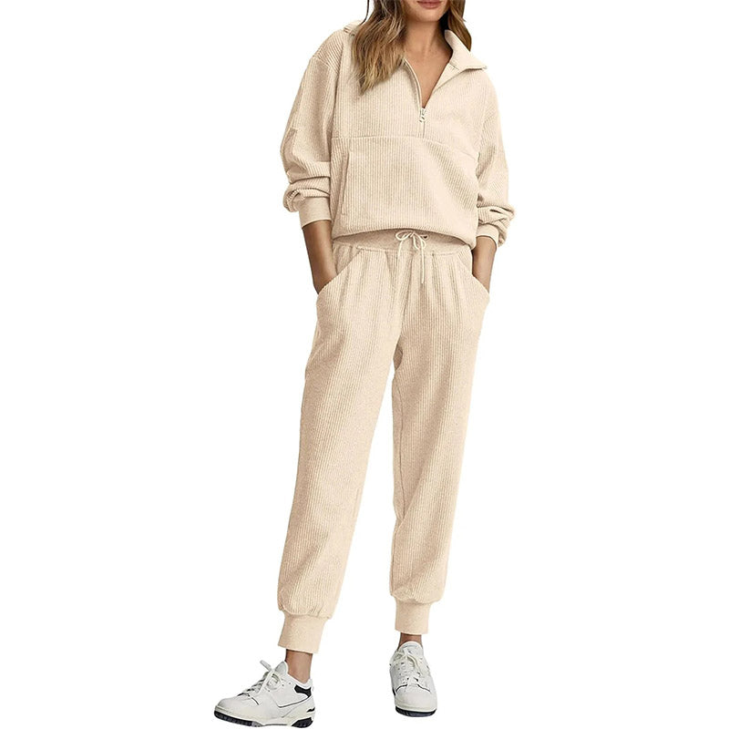 Ribbed Half-Zip Lounge Set