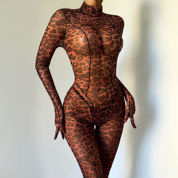 Sheer Leopard Mesh Catsuit