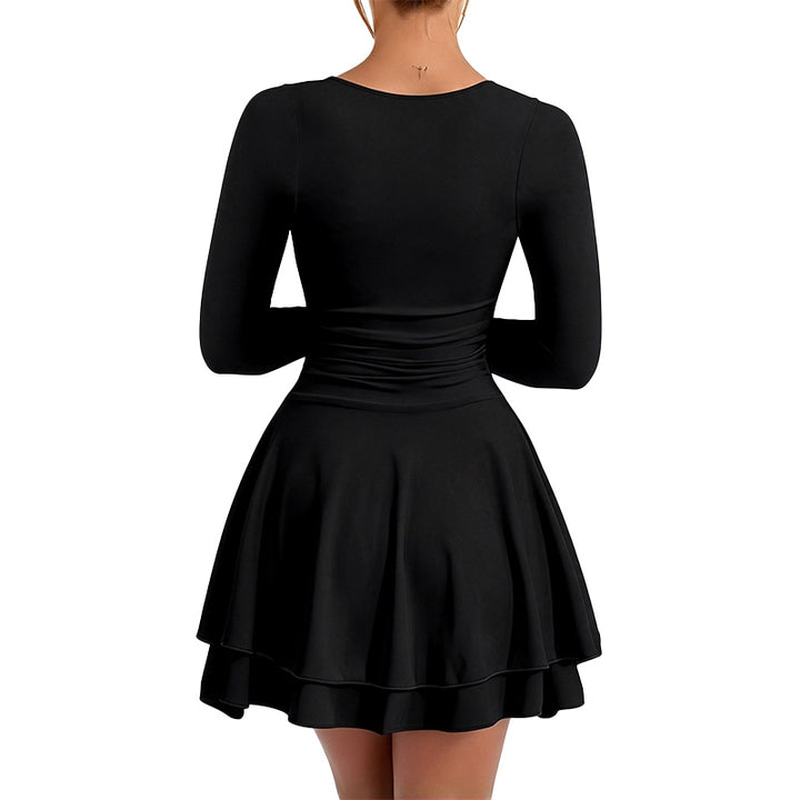 Square Neck Long Sleeve Mini Dress