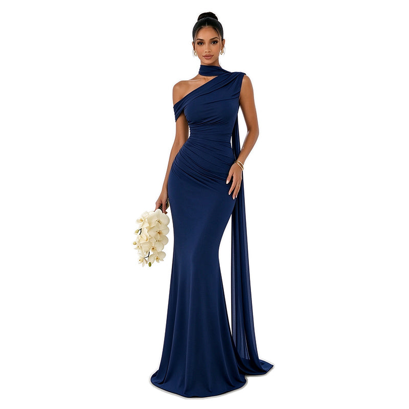 One Shoulder Bodycon Maxi Dress