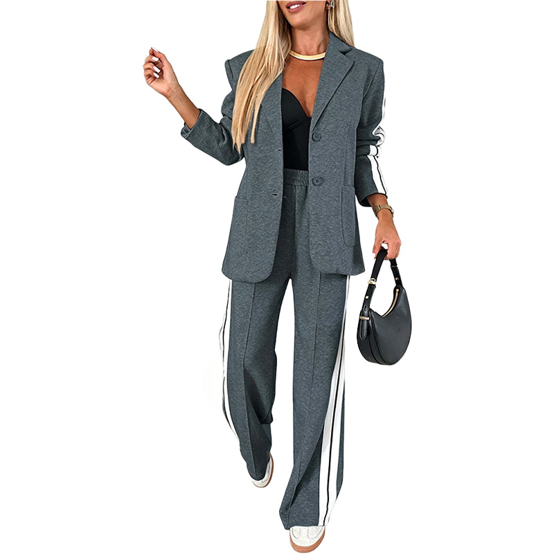 Contrast Stripe Blazer Set