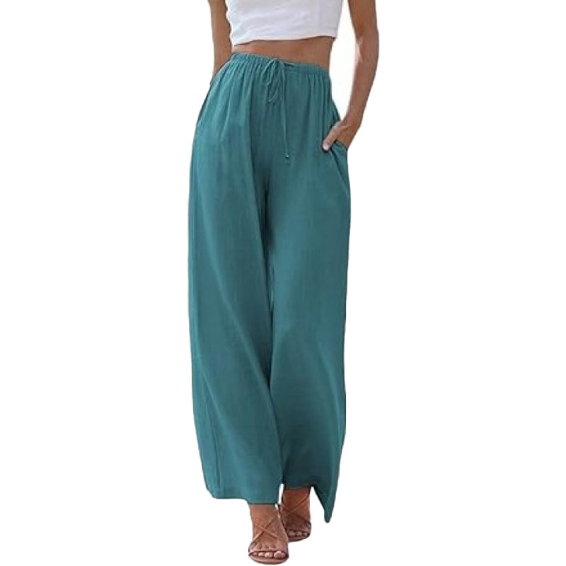 Linen Blend Wide Leg Pants