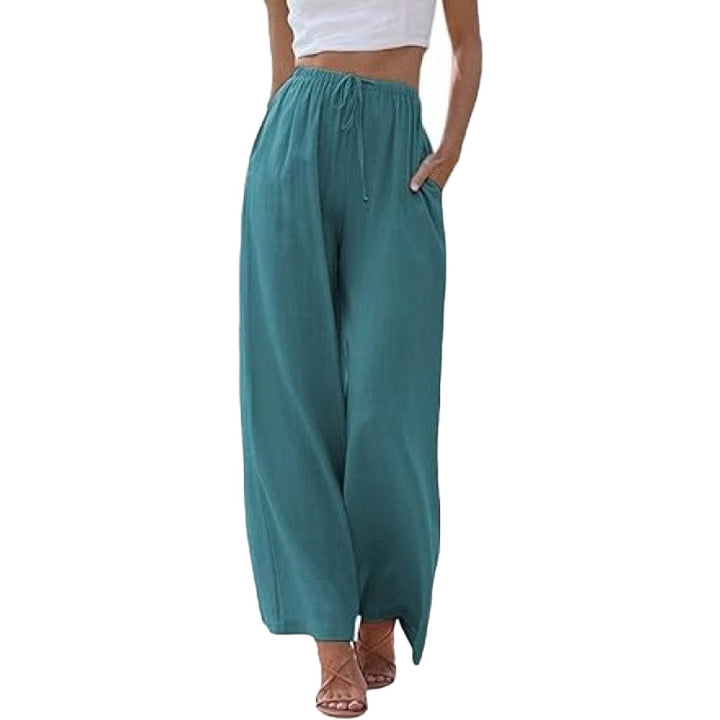Linen Blend Wide Leg Pants
