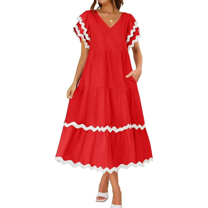Ruffle Sleeve Boho Maxi Dress