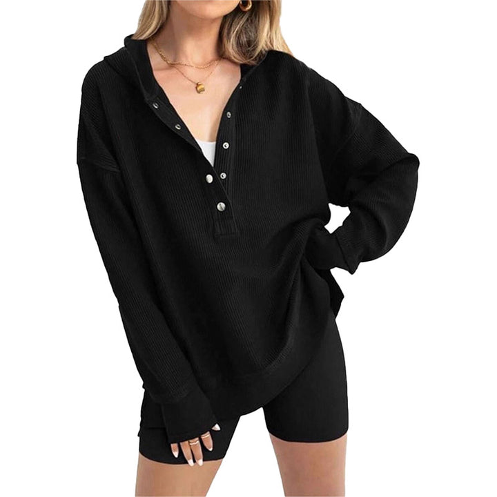 Relaxed Ribbed Hooded Pullover