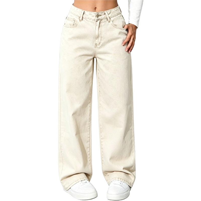 Relaxed Straight Wide Leg Jeans