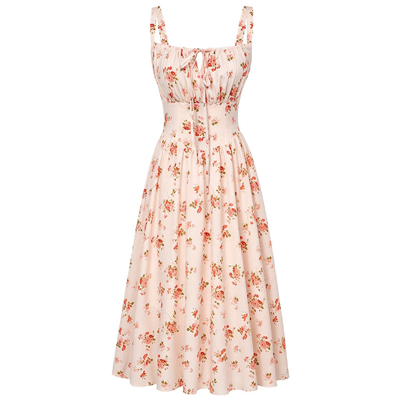 Floral Print Corset Midi Dress