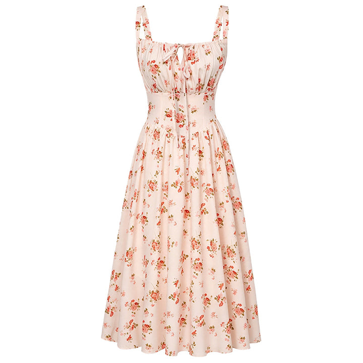 Floral Print Corset Midi Dress