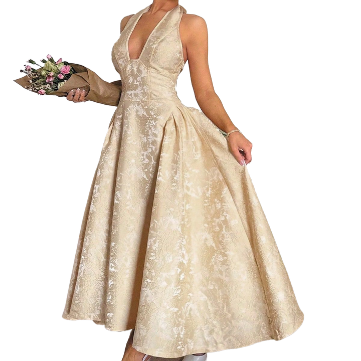 Halter Neck A-Line Midi Dress