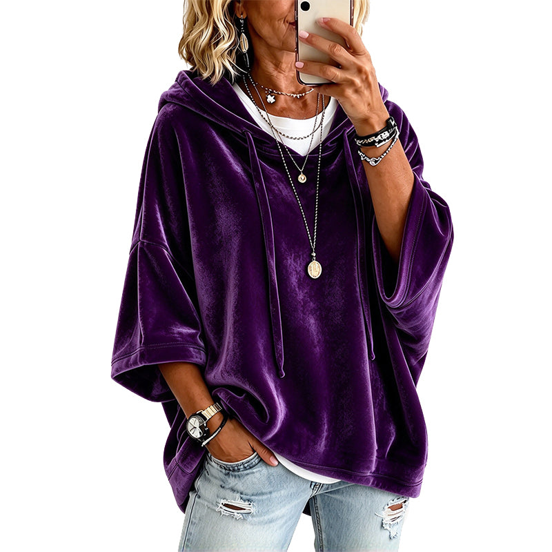Casual Velvet Hooded Sweatshirt