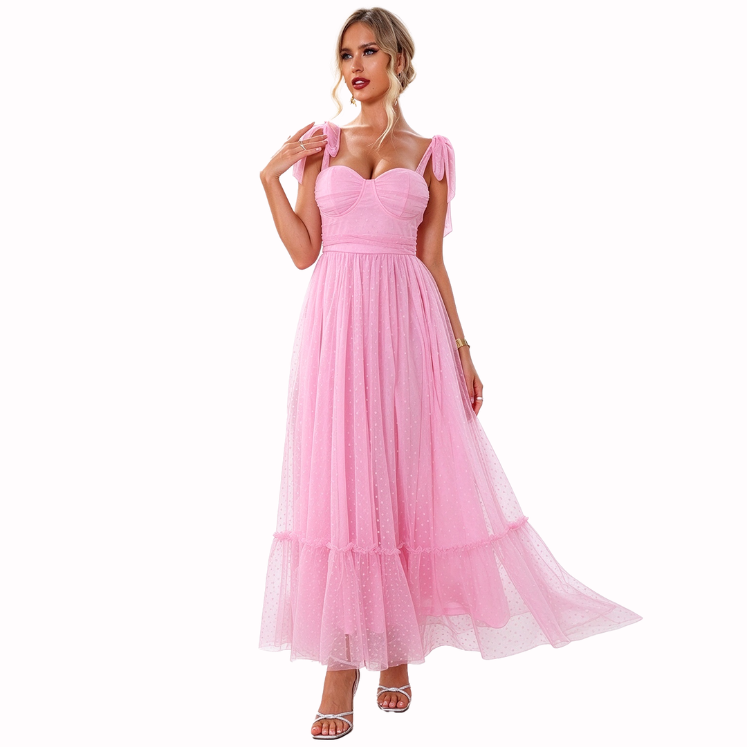 Polka Dot Tulle Midi Dress