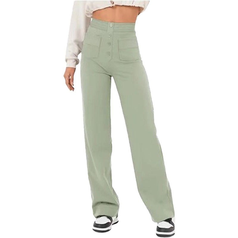 High Waist Button Front Pants