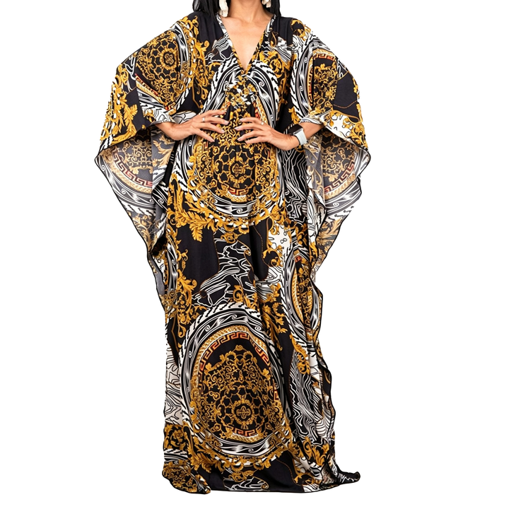 Leopard Print Kaftan Maxi Dress