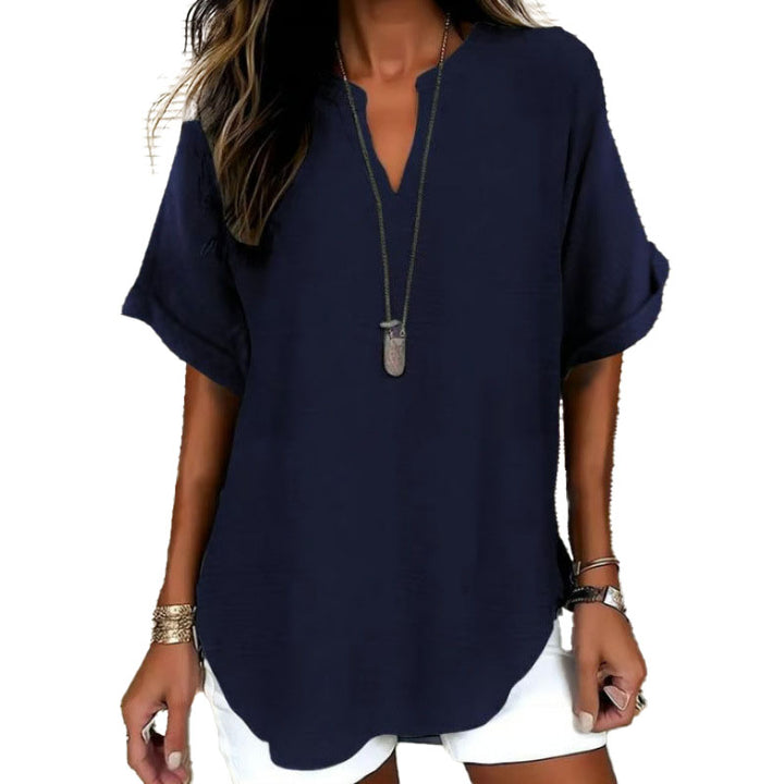 Relaxed Linen Blend Tunic Top