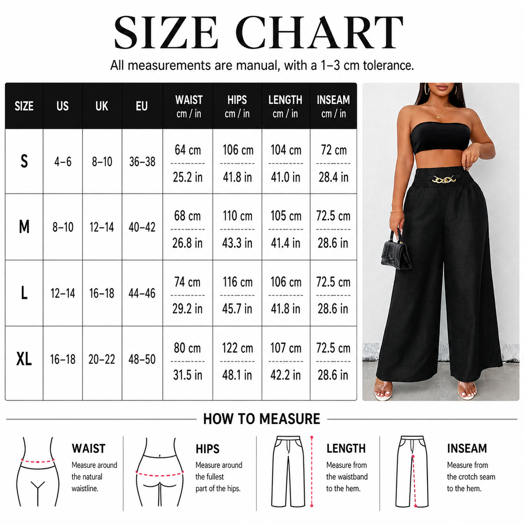 Chain Detail Wide Leg Pants