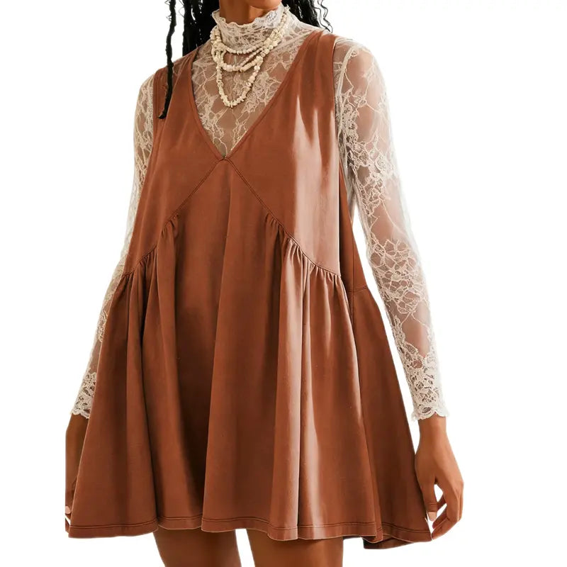 V Neck Flow Mini Dress