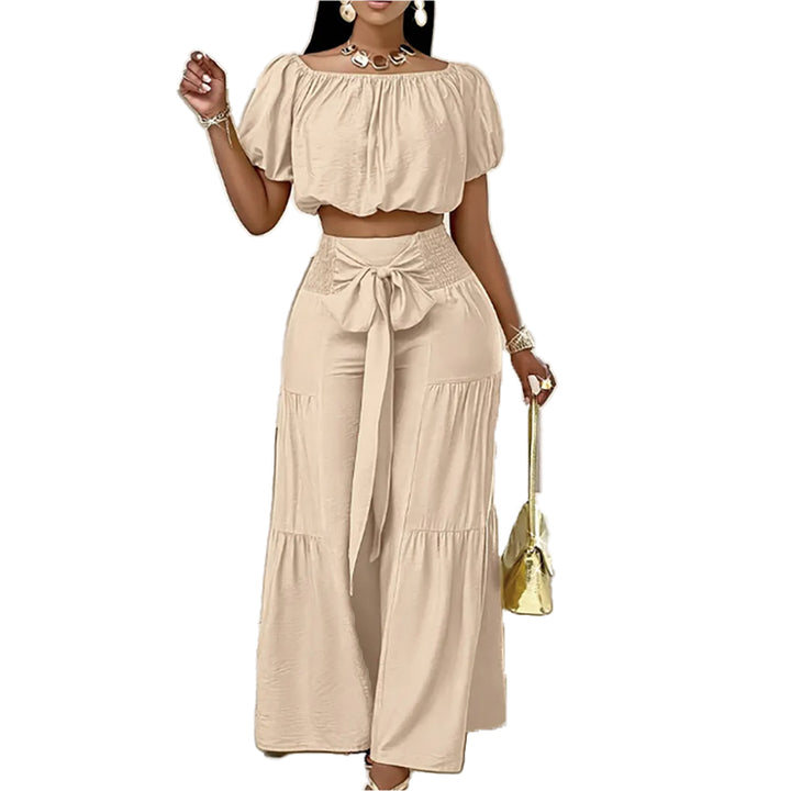 Off Shoulder Wide Leg Two Piece Set