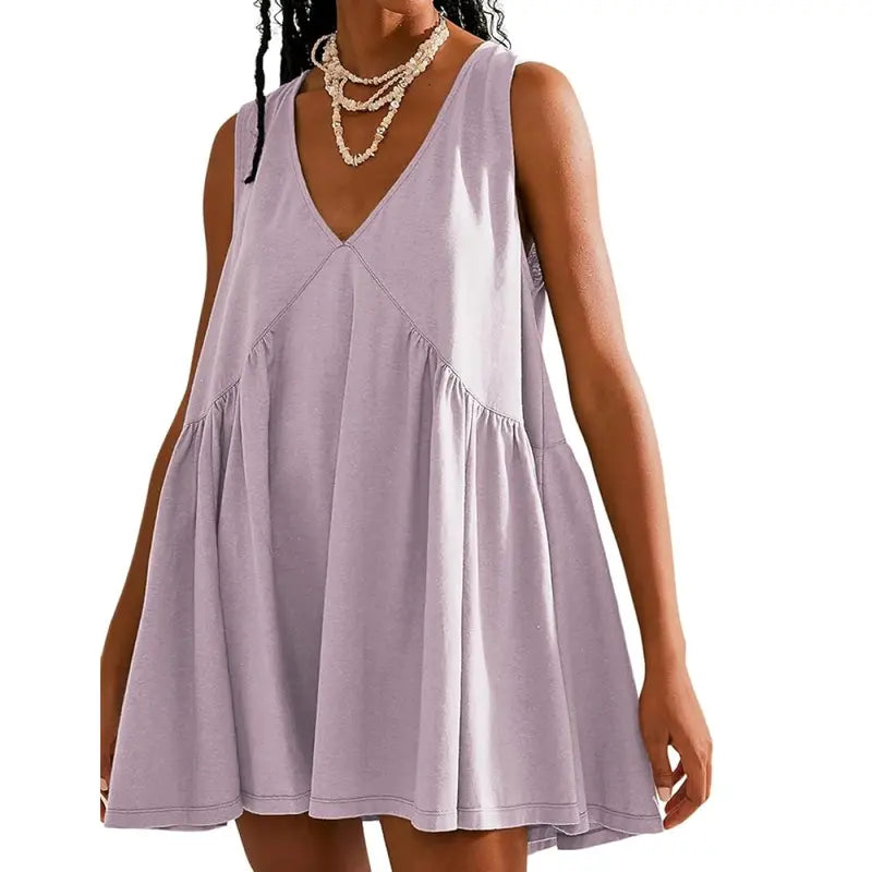 V Neck Flow Mini Dress